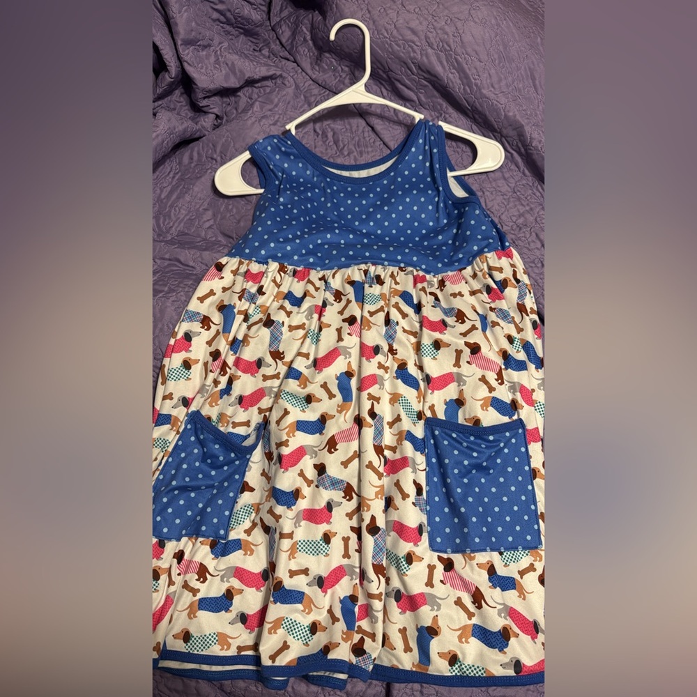 Blue and Multicolor Kids Dress